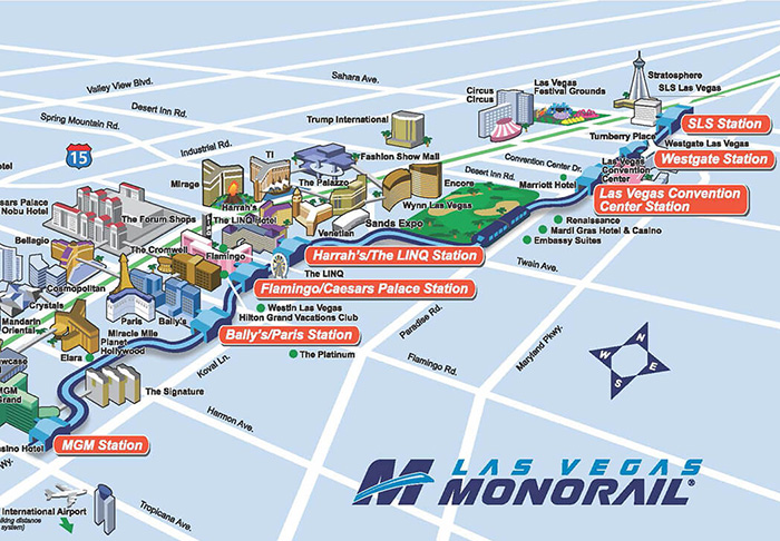 monorail las vegas map The Various Las Vegas Monorails And Trams